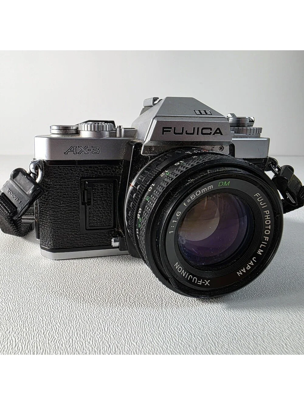 Fujica AX-3 35mm SLR Camera w/ X-Fujinon 50mm f/1.6 DM Lens - Tested Works READ